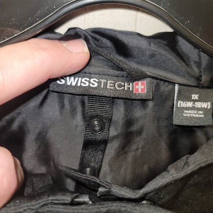 Swiss Tech 1X 16W-18W 3-in-1 Jacket Waterproof travel Coat Hooded Full Zip Black