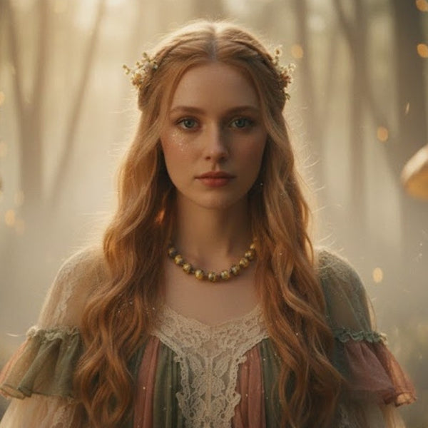 Vintage Art Deco Murano Venetian Gold Foil Bead Beaded Choker Necklace