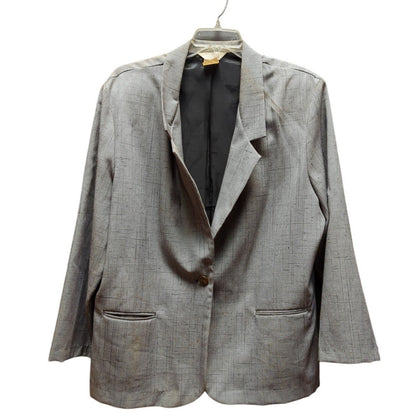 Sellecca Vintage Plaid Blazer Jacket Grey Textured Office Career Chic Size 20