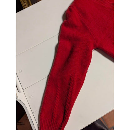 OBR Medium Lambs Wool Angora Blend Red Cropped long sleeve red button up sweater