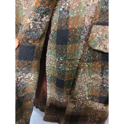 Vintage 1960s Wool Longline Coat nubby tweed texture X-Large Statement
