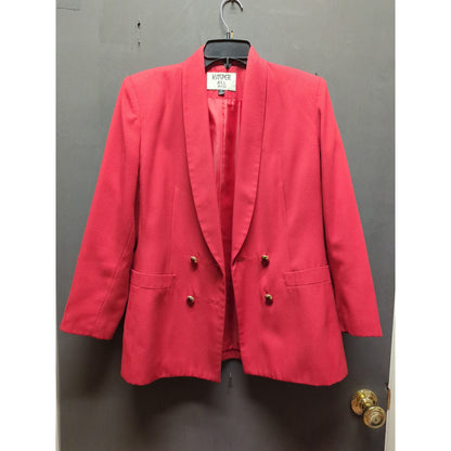 Vintage Kasper Red Double Breasted Star Button Blazer Jacket Power Suit Size 6P