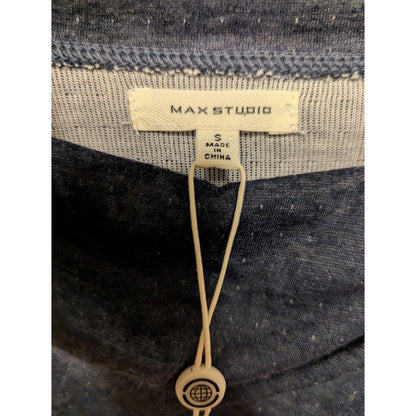 Max studio Size Small Indigo Blue long sleeve Split Neck NEW $88