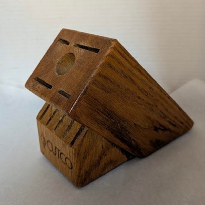 Cutco Oak Wood Knife Block | Vintage 10-Slot Kitchen Knife Holder
