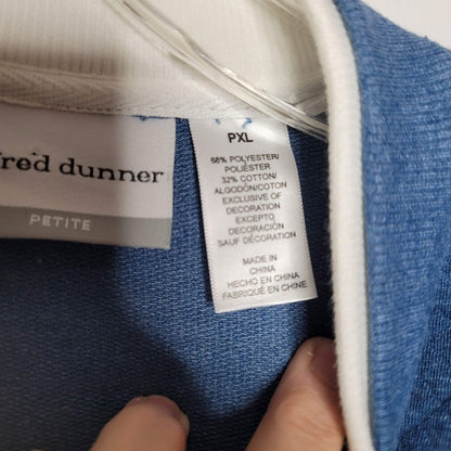 Alfred Dunner Warm heart Blue Long Sleeve PXL Button down Embroidered Sweatshirt