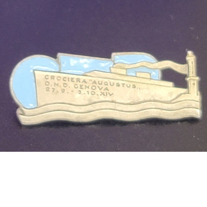 SS Augustus Cruise Ship pin S.A. Picchian e Barlacchi O.N.D. Genova 1936 Fascist