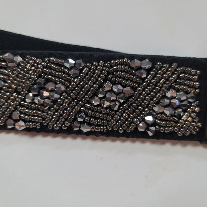 Black Stretchy MACYs Smoky grey rhinestones dressy thin belt Medium / Large