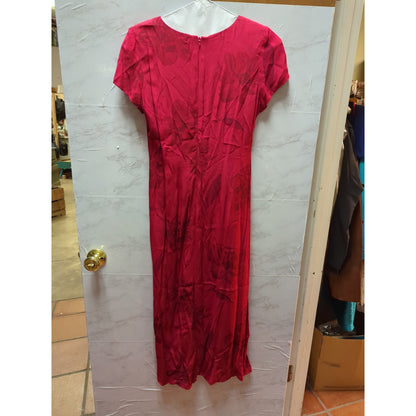 Positive Attitude Red Floral resortwear Short Sleeve Midi Sheath Dress 4 Petite