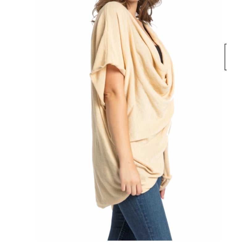 SAVE THE OCEAN RECYCLED IVORY KNIT TWIST PONCHO $68.00 Ivory one size