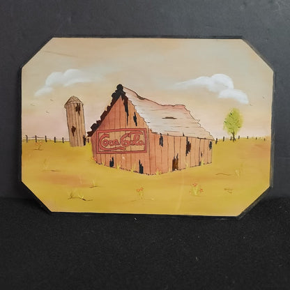 Handpainted Coca Cola Wood plaque Red Farmhouse Barn Grain BinSigned Gardner '76