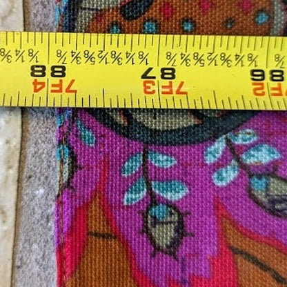 table runner 88" x 16" Rust purple blue Bird Florals cotton woven blend