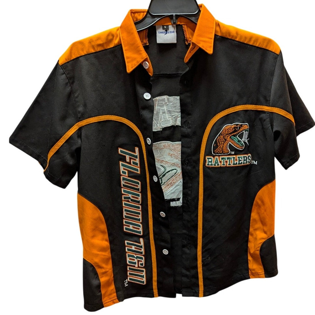Campus Gear FAMU Florida A&M Rattlers Black Orange Button Up Shirt Small HBCU