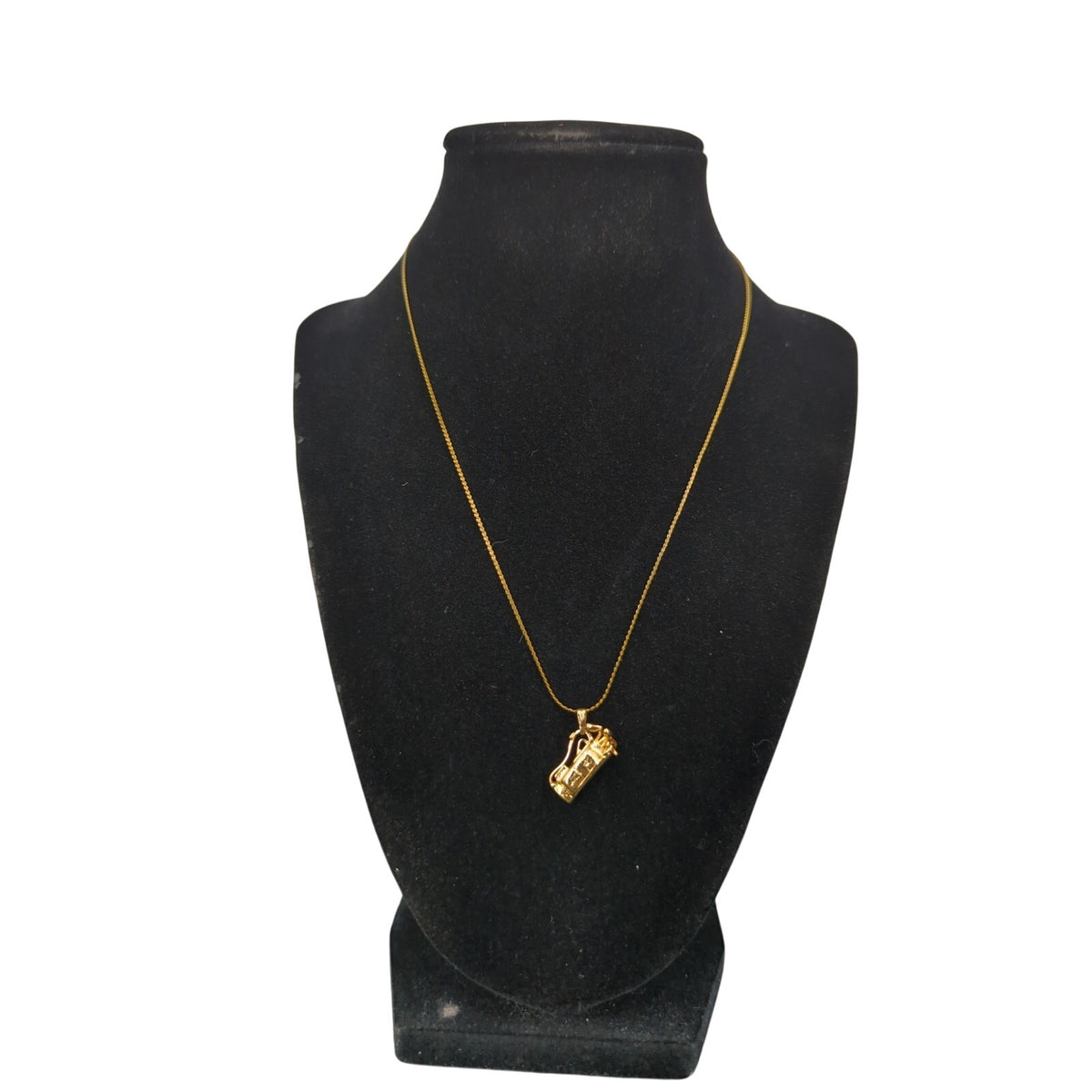 Vintage Fashion Gold-Tone Miniature Golf Bag Pendant Necklace
