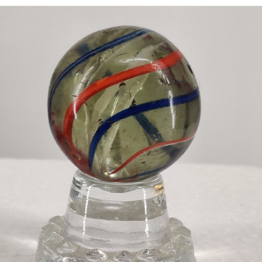 Vintage Peltier Glass Multi Color Swirl Machine Made Giant Shooter 1-1/2" #ABBY