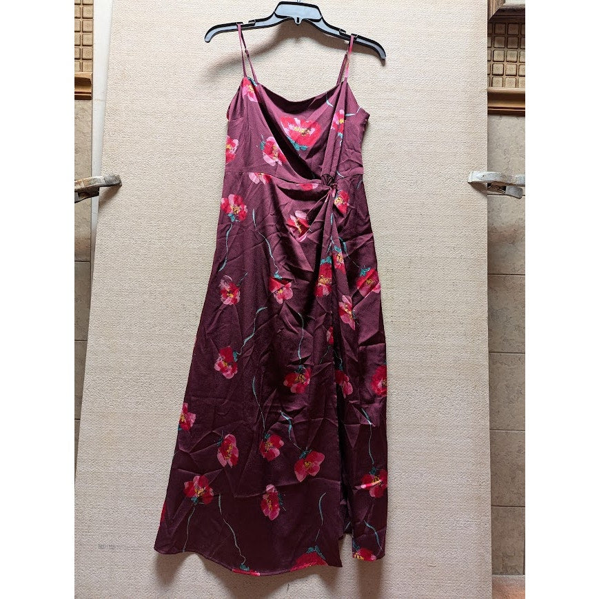 LUSH COCKTAIL new size small plum fushia sleeveless dress satin midi lined