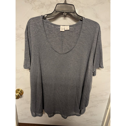 Melrose Market Size 3X scoop neck Grey Grisaille short sleeve top shirt blouse