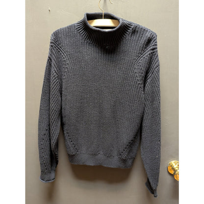 Abound Size Medium NAVY BLUE Cotton sweater mock neck long sleeve knit
