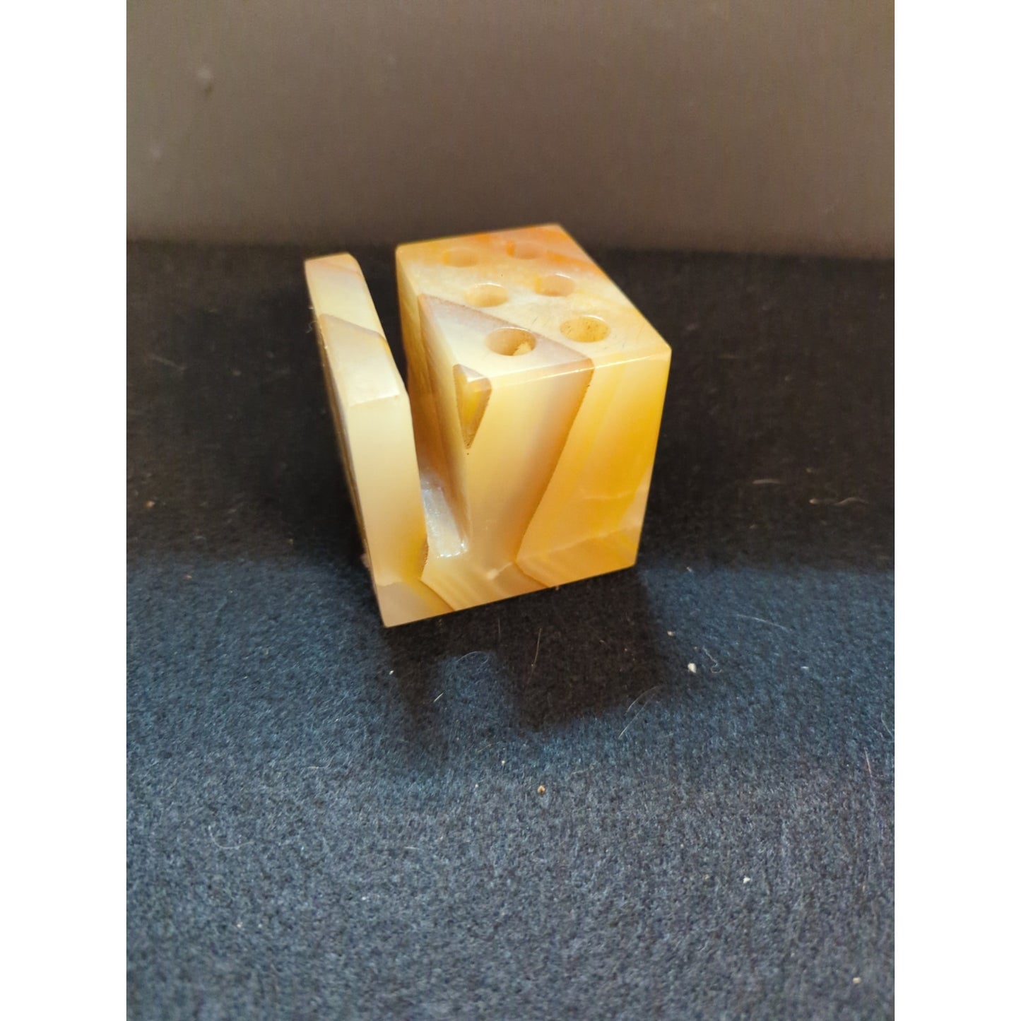 Vintage Carved Onyx Desk Organizer Pen Holder Letter Slot MCM  Office Kitsch