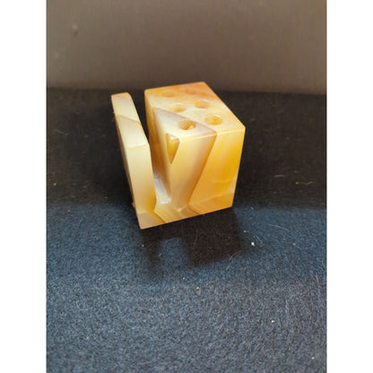 Vintage Carved Onyx Desk Organizer Pen Holder Letter Slot MCM  Office Kitsch