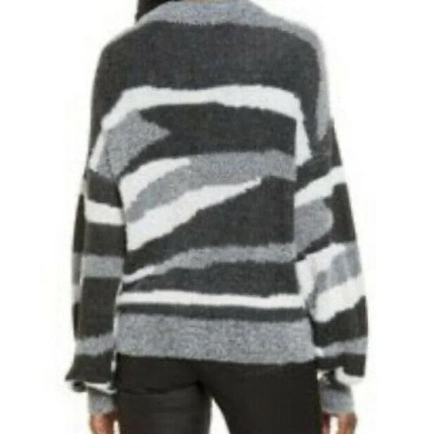 Leith Soft Fuzzy Button Cardigan Sweater Sz XL/Extra Large in Black Zebra NWT