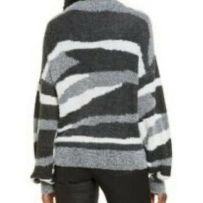 Leith Soft Fuzzy Button Cardigan Sweater Sz XL/Extra Large in Black Zebra NWT