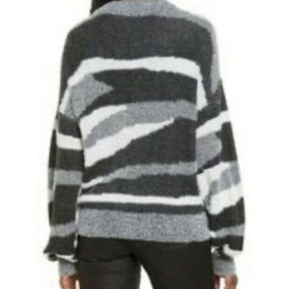 Leith Soft Fuzzy Button Cardigan Sweater Sz XL/Extra Large in Black Zebra NWT
