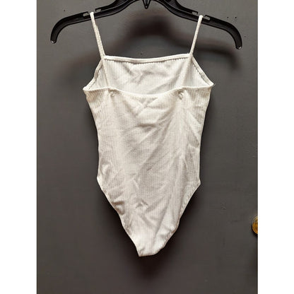 Topshop White Ribbed Straight Neck Sleeveless Full coverage snaps Size 8 NEW