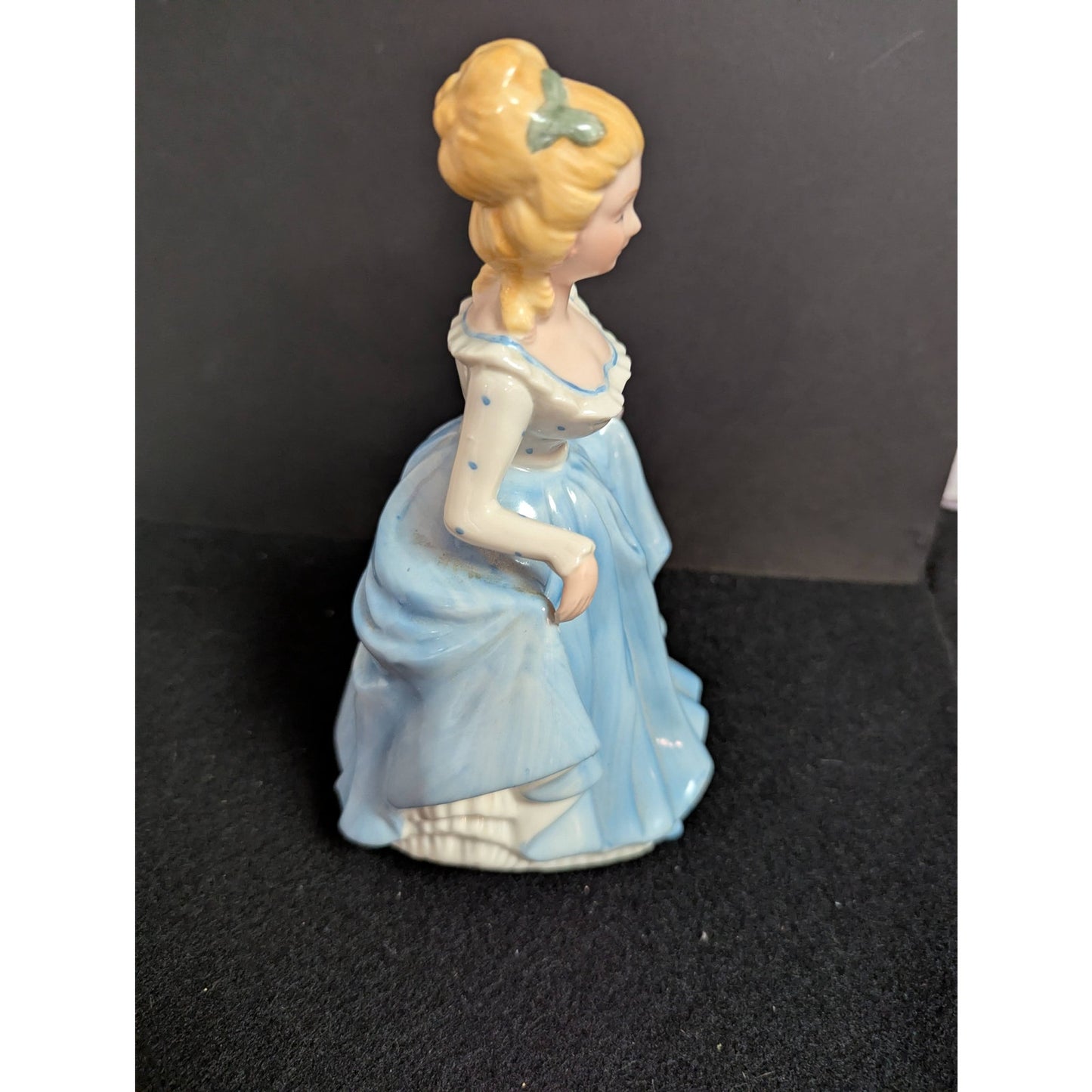 Vintage Blue and White Gown Lady Figurine Kitschy Porcelain Figurine