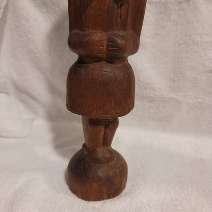 VINTAGE Papua New Guinea Massim Wood Tribal Carving Female Statue 12" Totem