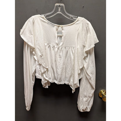 Topshop long sleeve ruffle top blouse BOHO festival white long sleeve Small new