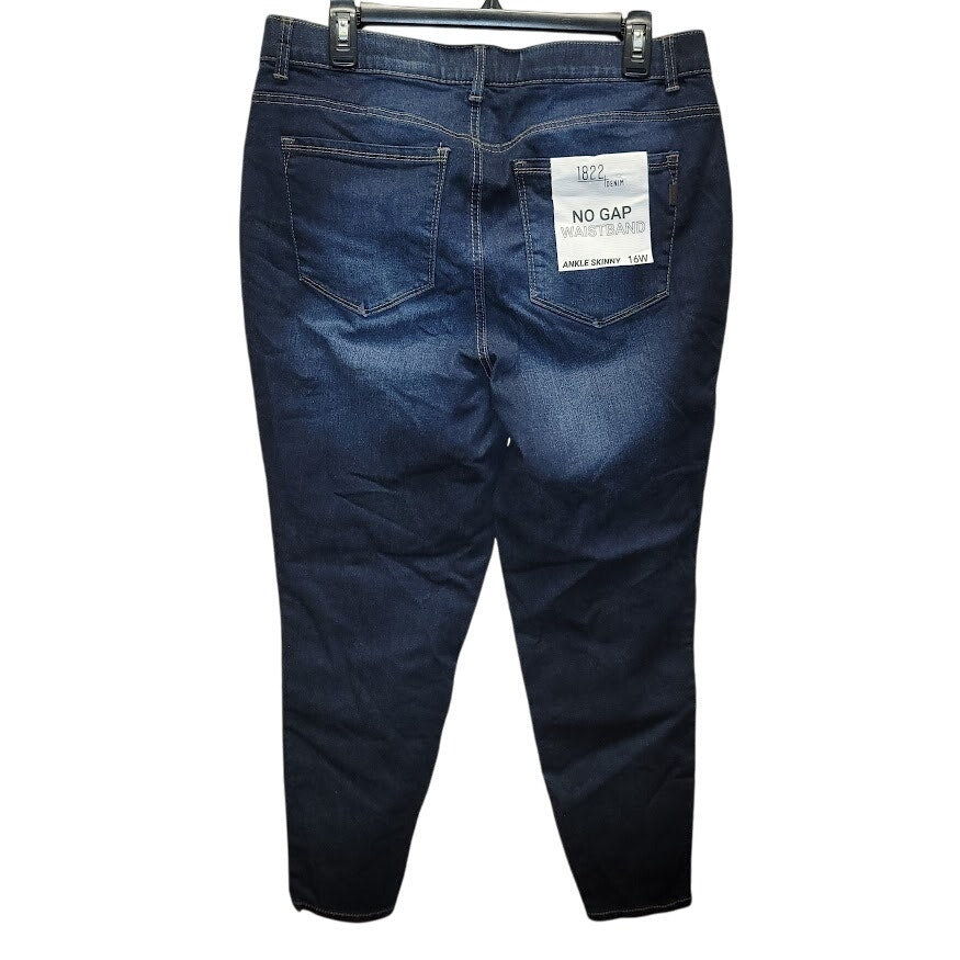 1822 Denim Ankle Size 16W Jeans Dark Blue Wash NEW Button Zipper
