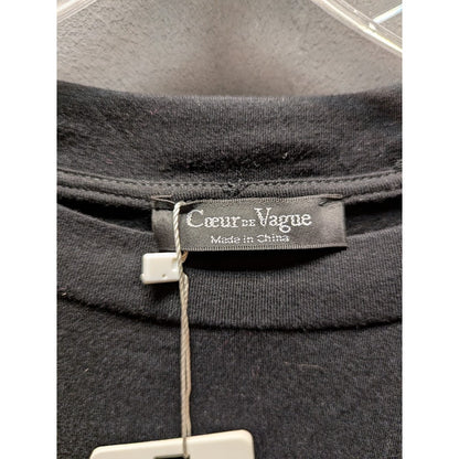 Coeur de Vague Women's Black Mixed Print Side-Tie Top NWT Size Small