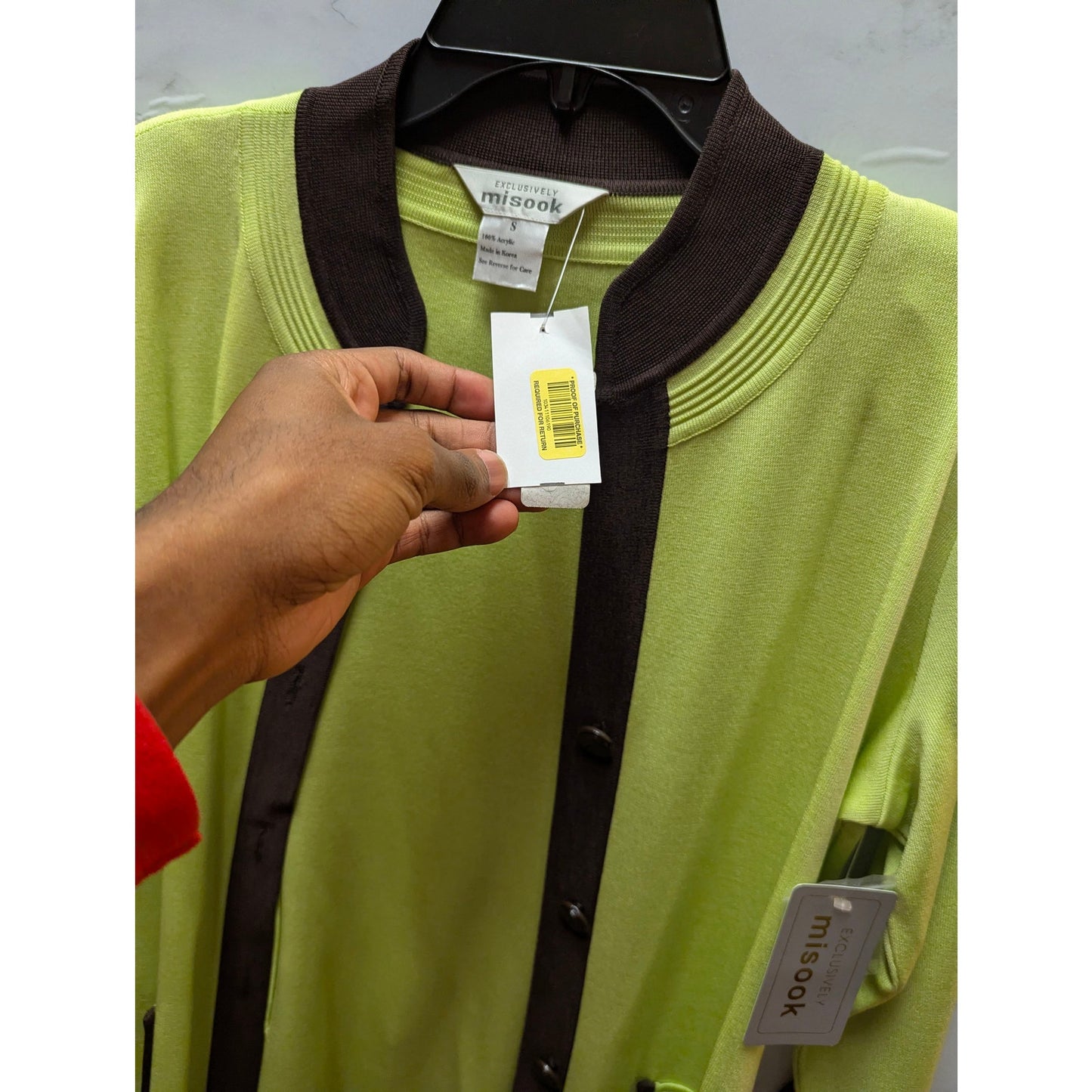 Exclusively Misook Lime Green Contrast Knit Cardigan Jacket NWT Luxury Workwear