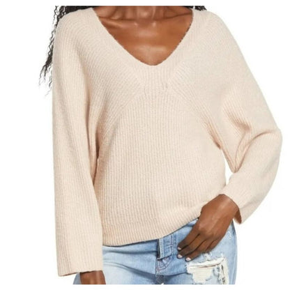 Leith V-Neck Pullover Rib Knit Dolman Sleeve Sweater Size 1X in Tan Memoir NWT