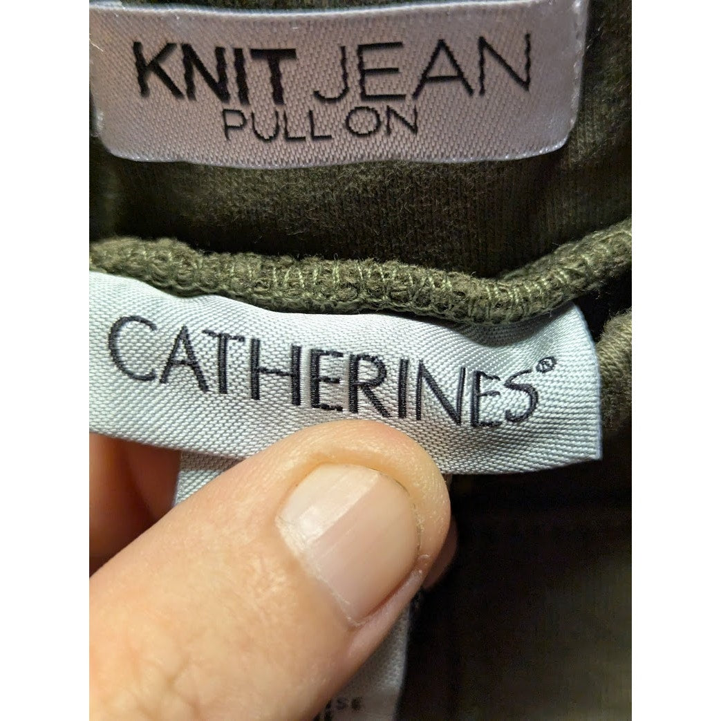 Catherines Knit Jean Pull On Olive Green Pants Size 3X Plus NEW Casual Summer
