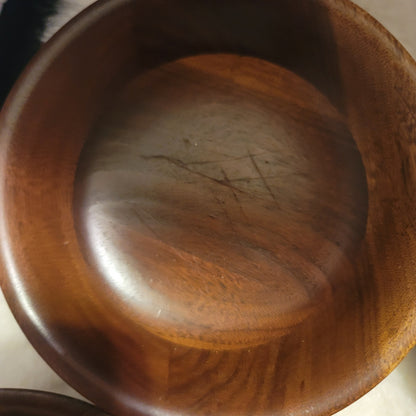 Set Of 4 Caesar Vintage Ozark Solid Wood Walnut Ware Salad Bowls 6” MCM Brown