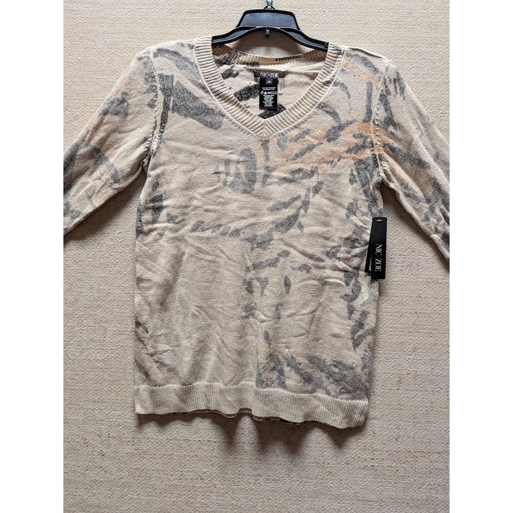 NWT $120 Nic+Zoe Foothill Womens Sweater VNeck Small Petite Cotton