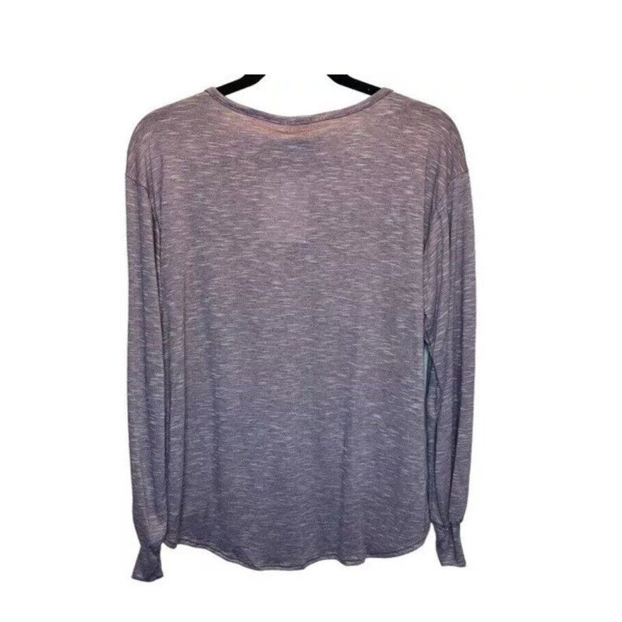 Baea Nordstrom Mixed Pattern Long Sleeve Henley Style Top Purple Gold Medium New
