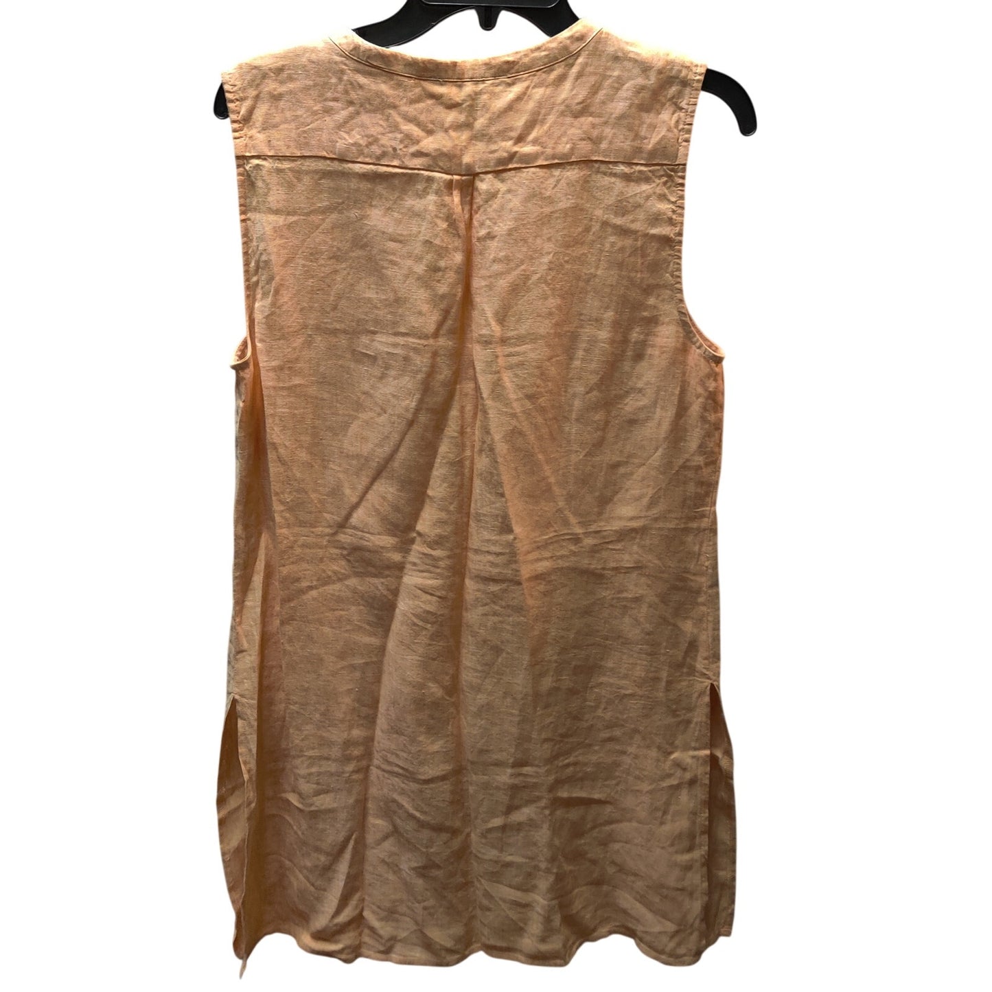 Preston & York Orange 100% Linen Sleeveless Button Up Tunic Blouse Coastal Small