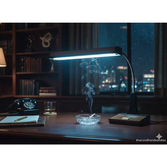 Vintage MCM Faux Wood Grain Fluorescent Desk Lamp Gooseneck Industrial Office