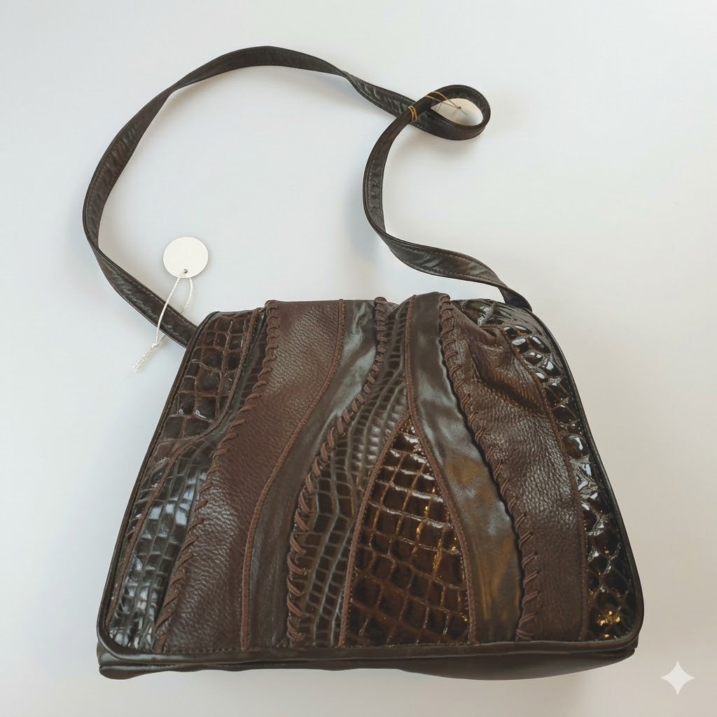 Vintage Paul Joseph Leather faux skins Shoulder Bags Single Strap Brown NWT
