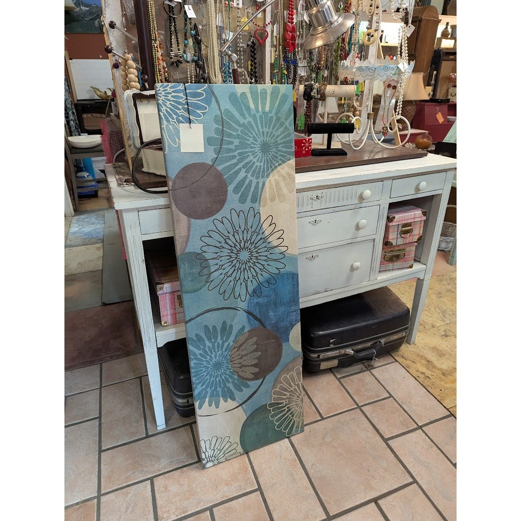 Secondhand Sandies: Teal brown Artwork Floral Vertical or Horizontal display