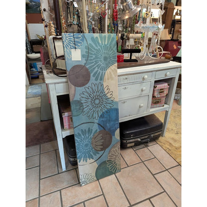 Secondhand Sandies: Teal brown Artwork Floral Vertical or Horizontal display