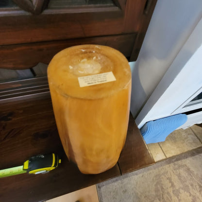 Large Two Tone Wood Vase Handcrafted Thailand Organic Modern Minimalist 16.5"