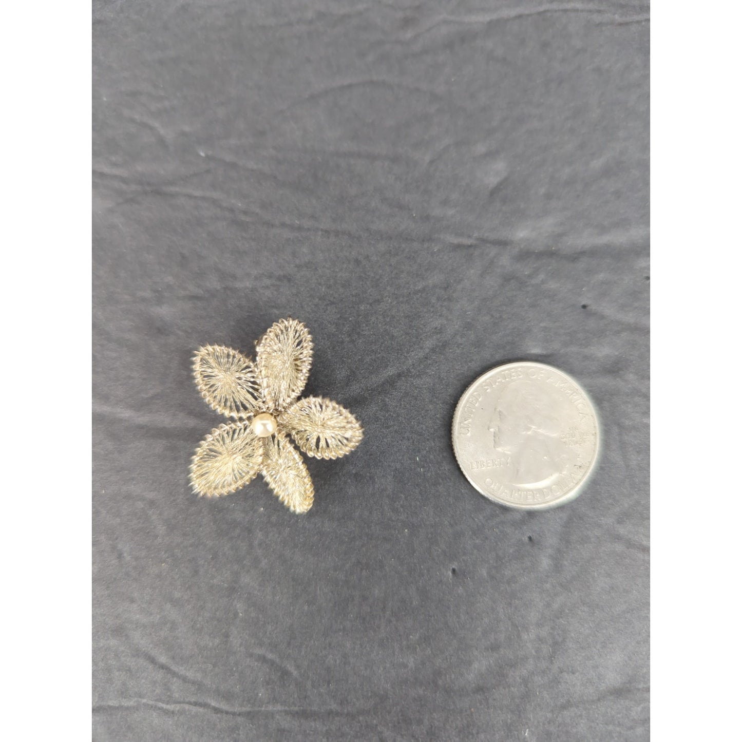 Vintage Gold Flower Clip On Earrings Mid-Century Open Work Textured Retro
