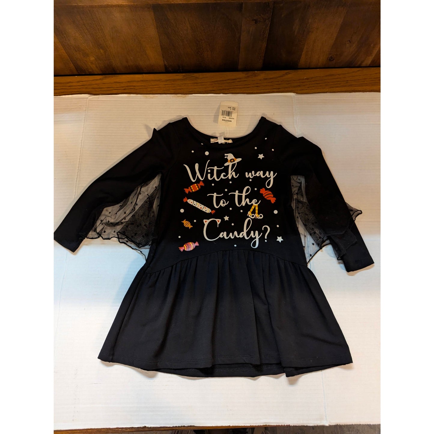 Truly Me Girls Black Witch Way to the Candy Halloween Dress Size 4 NWT