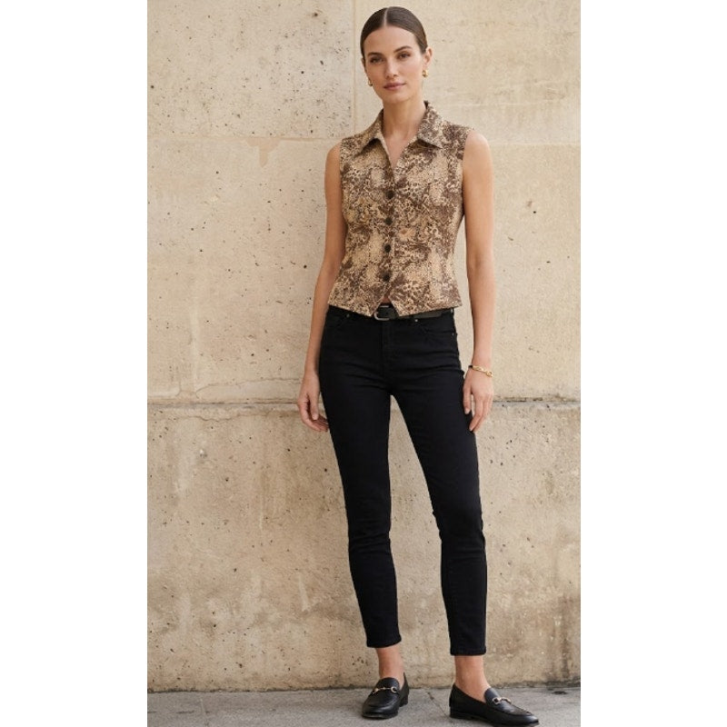 NWT Nygard Collection Silk Cotton Blend Animal Print Vest Top button up Cheetah