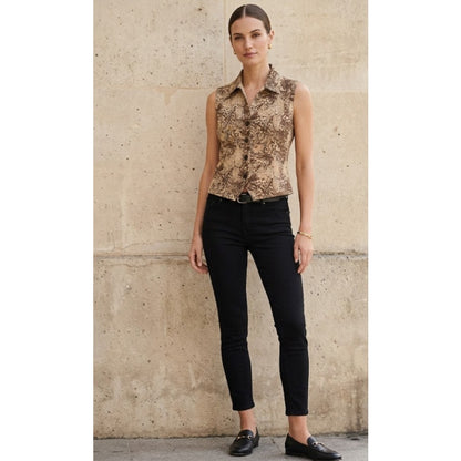 NWT Nygard Collection Silk Cotton Blend Animal Print Vest Top button up Cheetah