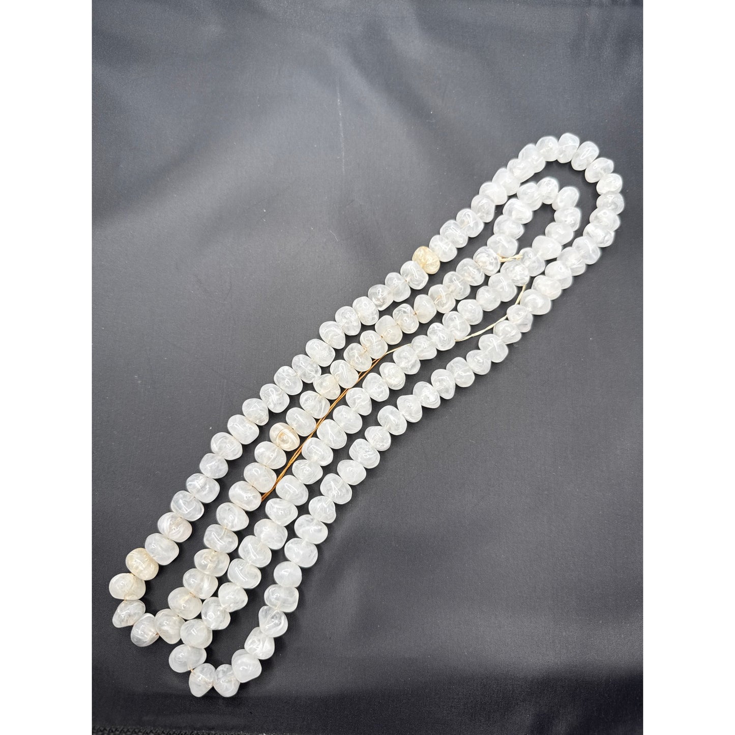 1970s Natural White Moonstone Chunky Beaded Statement Necklace Large 48"
