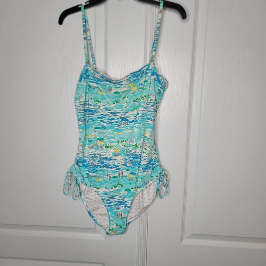 HTF Lilly Pulitzer HIGH TIDE one piece Rita swimsuit Size XL side Ruching NICE